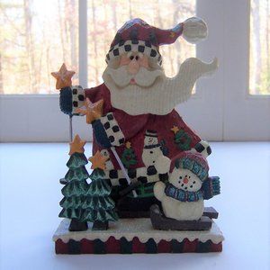 Skiing Santa Claus Christmas Shelf Decoration